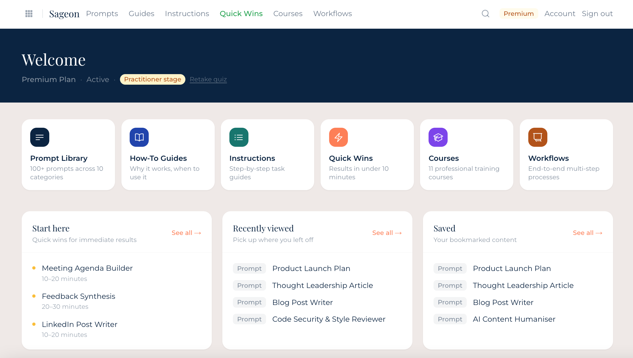 Sageon dashboard